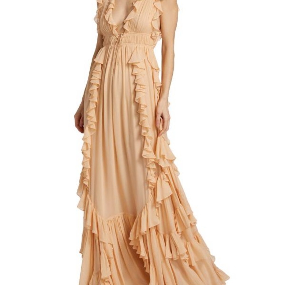 NWT Johnson Peach Ruffle Maxi Dress - Picture 3 of 6